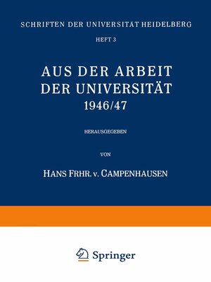 cover image of Aus der Arbeit der Universität 1946/47